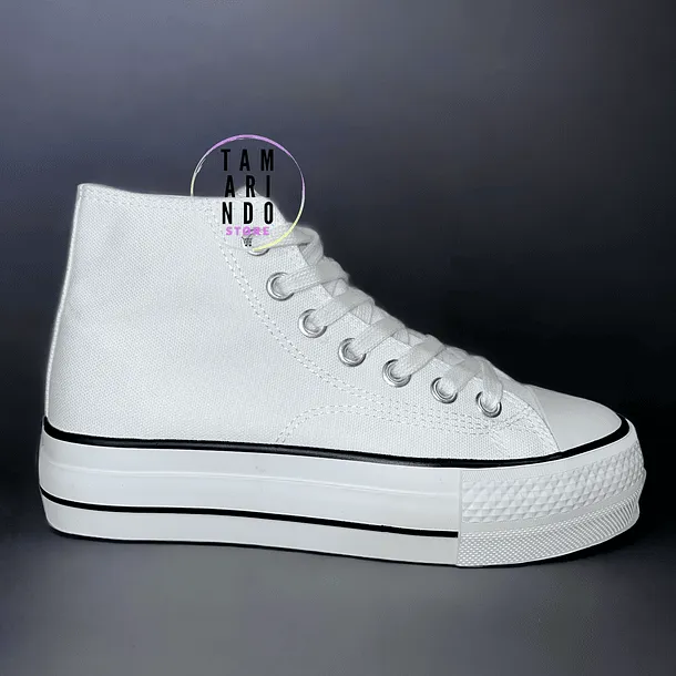 Zapatillas con caña lona blanco J01
