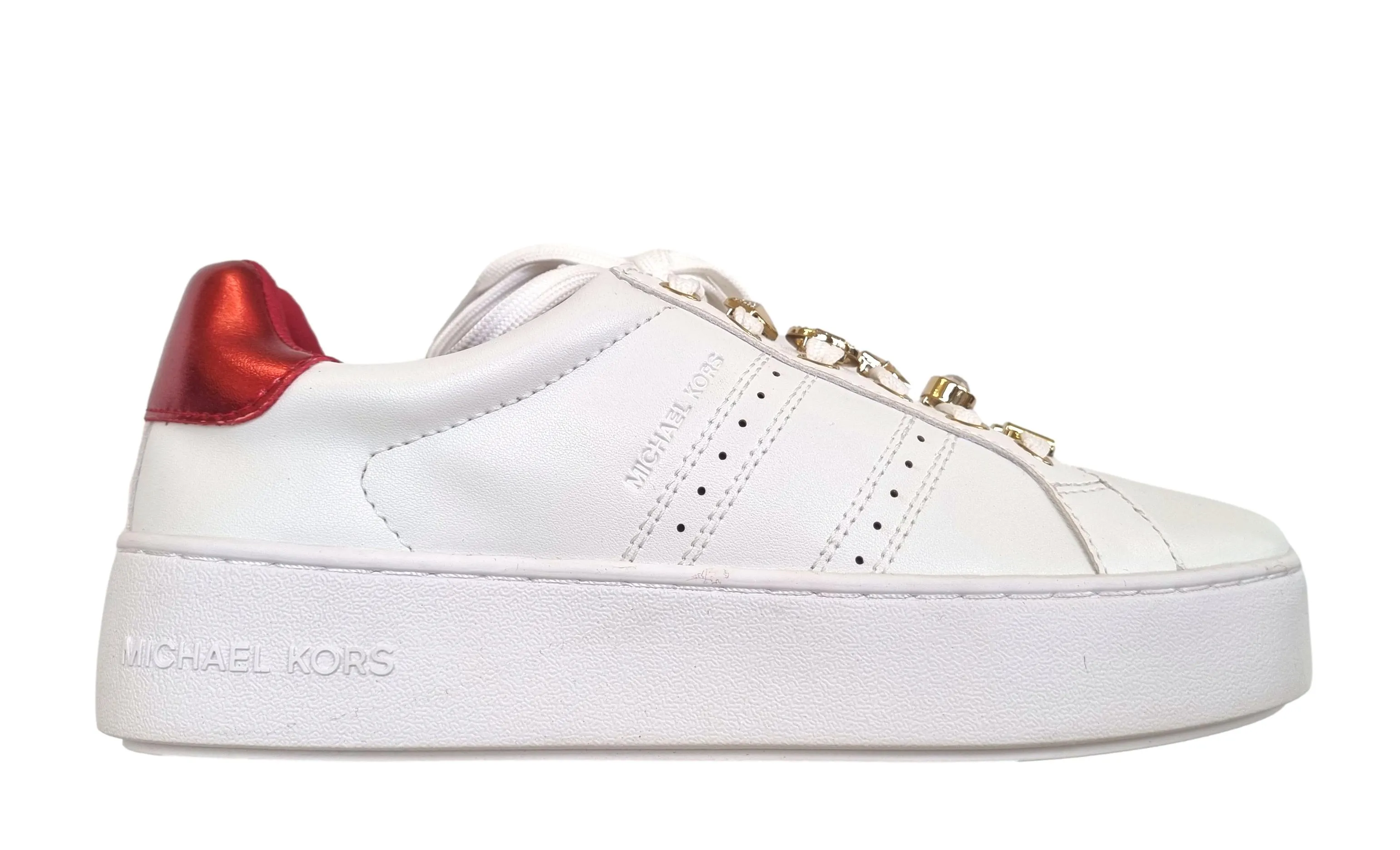 Zapatillas deportivas de mujer Michael Kors Poppy con cordones 49H3POFS2L blanco