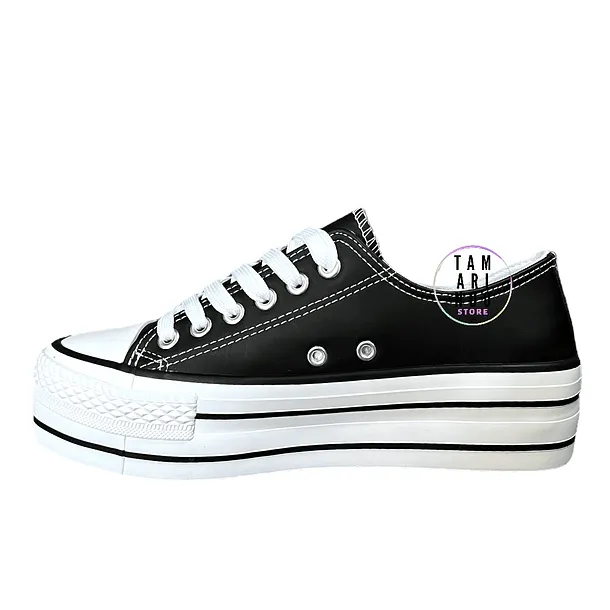 Zapatillas eco cuero negro 152