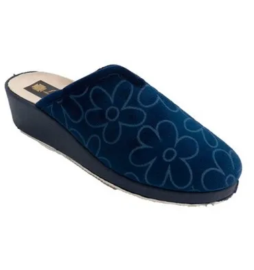 Zapatillas estar casa mujer abiertas detrás abertura en el empeine Ludiher en azul marino