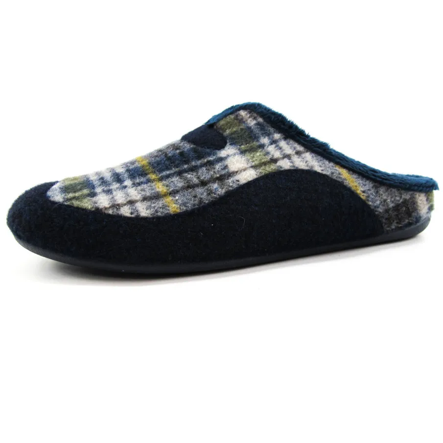 ZAPATILLAS HOGAR HOMBRE GARZÓN CUADROS MARINO