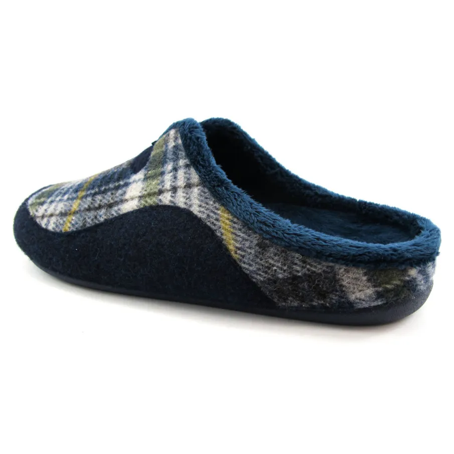ZAPATILLAS HOGAR HOMBRE GARZÓN CUADROS MARINO