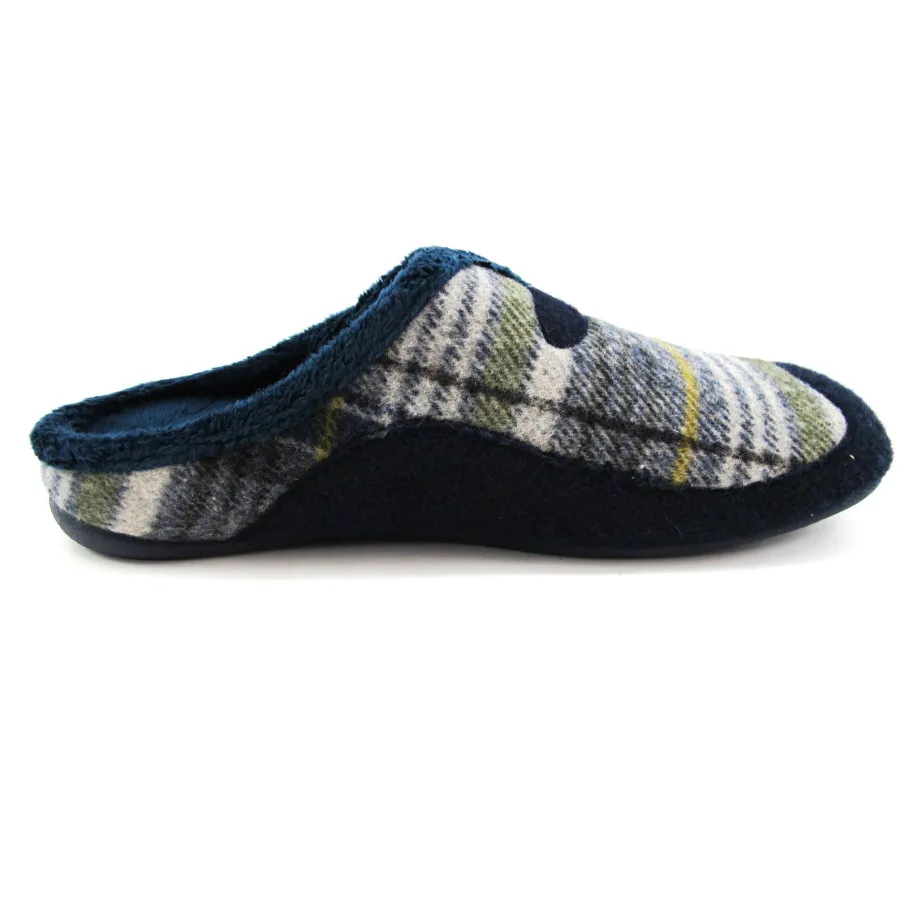 ZAPATILLAS HOGAR HOMBRE GARZÓN CUADROS MARINO
