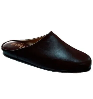 Zapatillas hombre piel abierta atras estar casa DEISIDRO en marrón