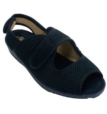 Zapatillas mujer abiertas punta talón velcros talón empeine Nevada en azul