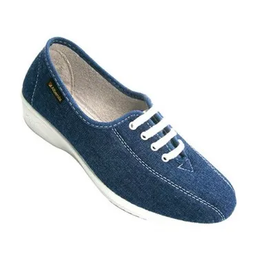 Zapatillas mujer cordones con cuña Alberola en tejano