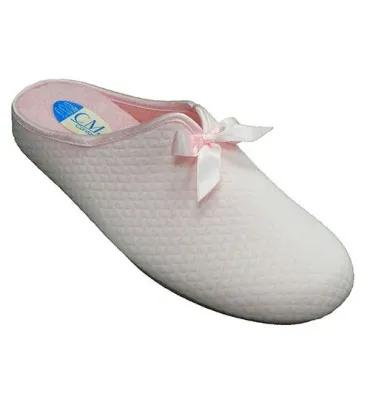 Zapatillas mujer invierno abiertas detrás lazo empeine Calzamur en rosa