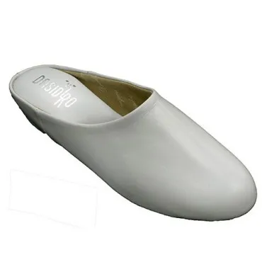 Zapatillas mujer piel abierta atrás estar casa DEISIDRO en blanco