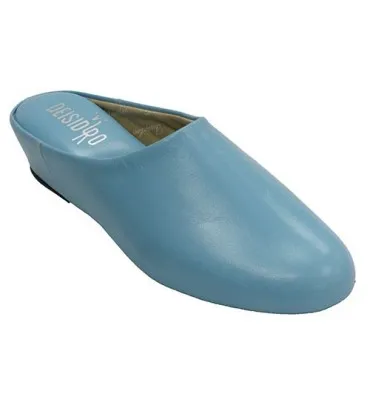 Zapatillas mujer piel abierta atrás estar casa DEISIDRO en celeste