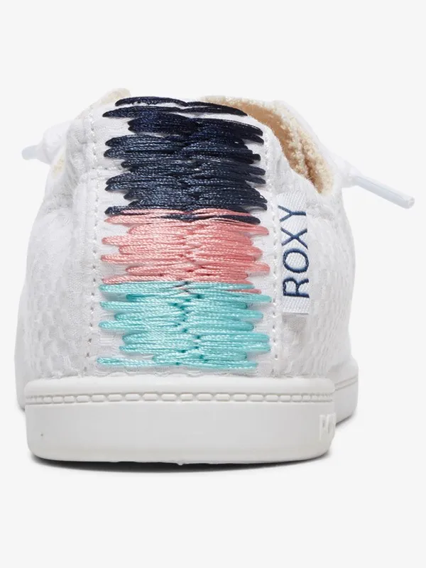 Zapatillas ROXY con cordones textiles para Mujer Bayshore WHITE (wht)) Ref. ARJS600418 Blancas