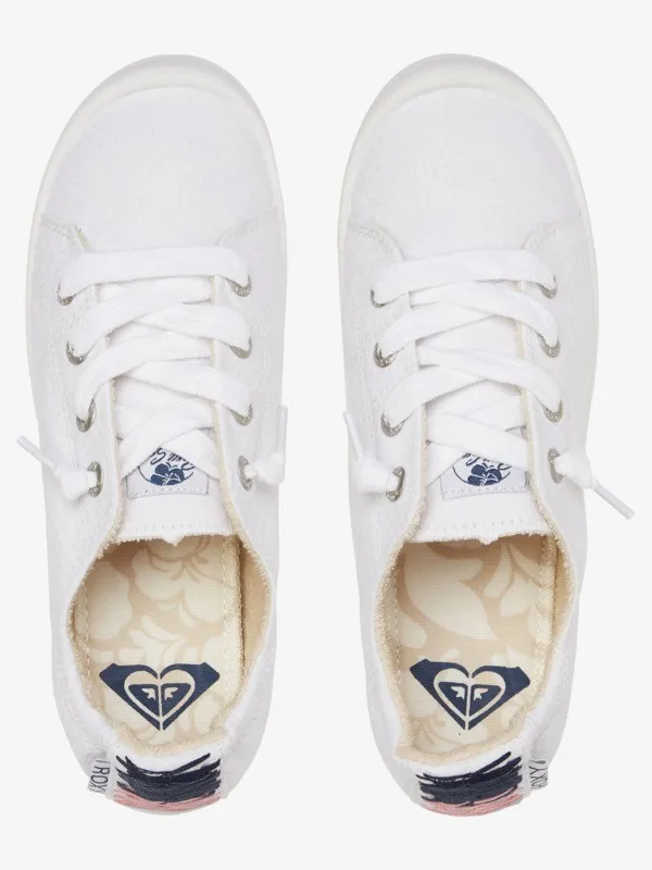 Zapatillas ROXY con cordones textiles para Mujer Bayshore WHITE (wht)) Ref. ARJS600418 Blancas