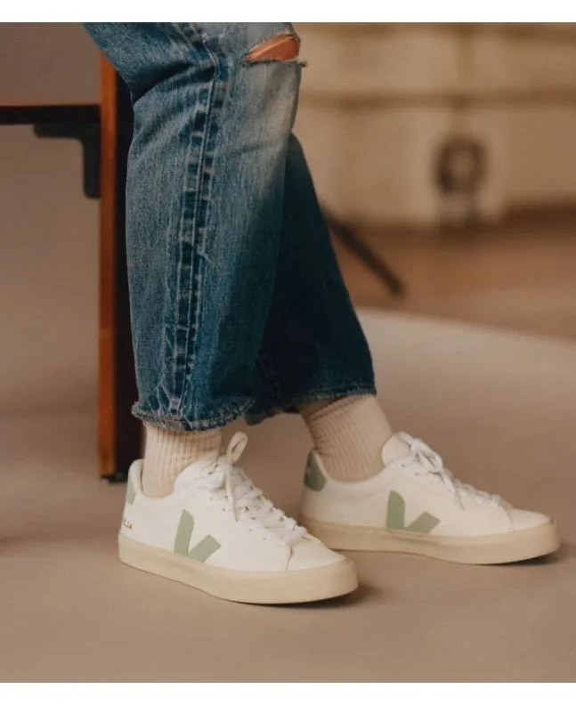 Zapatillas Veja Campo Chromefree Leather White Matcha