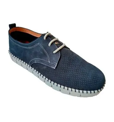 Zapato cordones hombre ancho especial cómodos super flexibles Primocx en azul