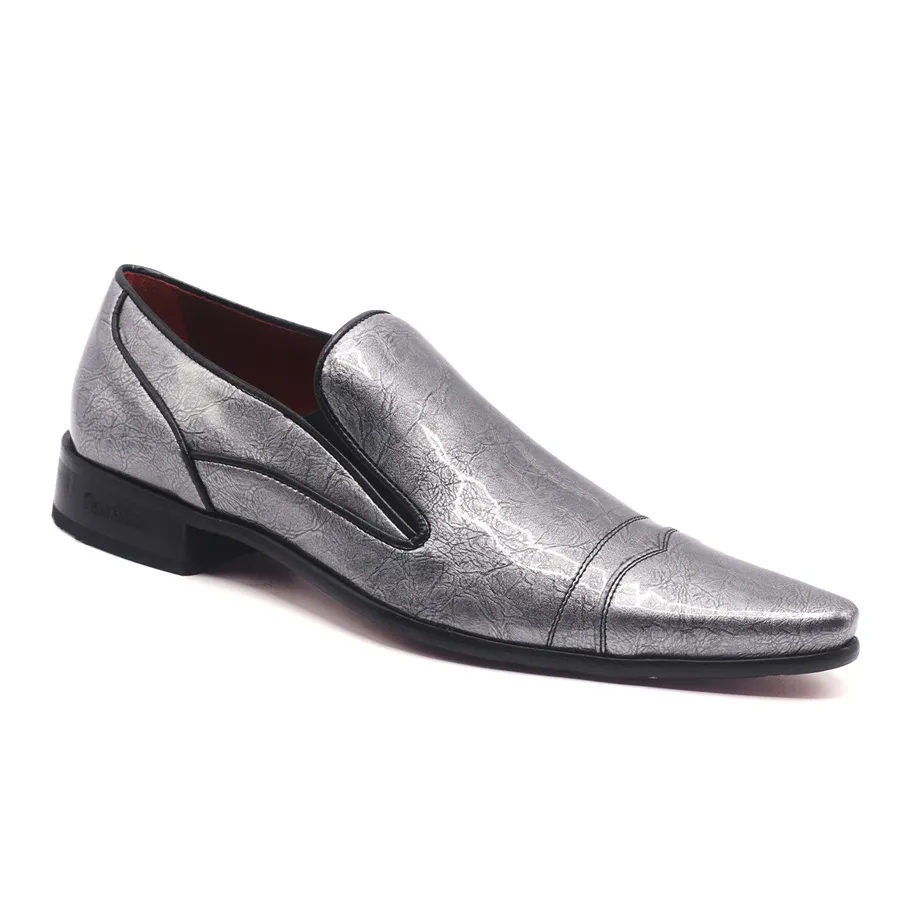 Zapato hombre charol plateado
