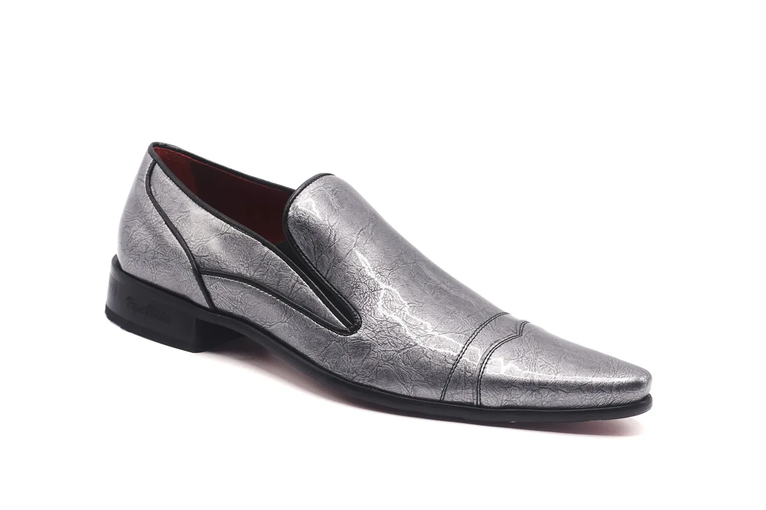 Zapato hombre charol plateado
