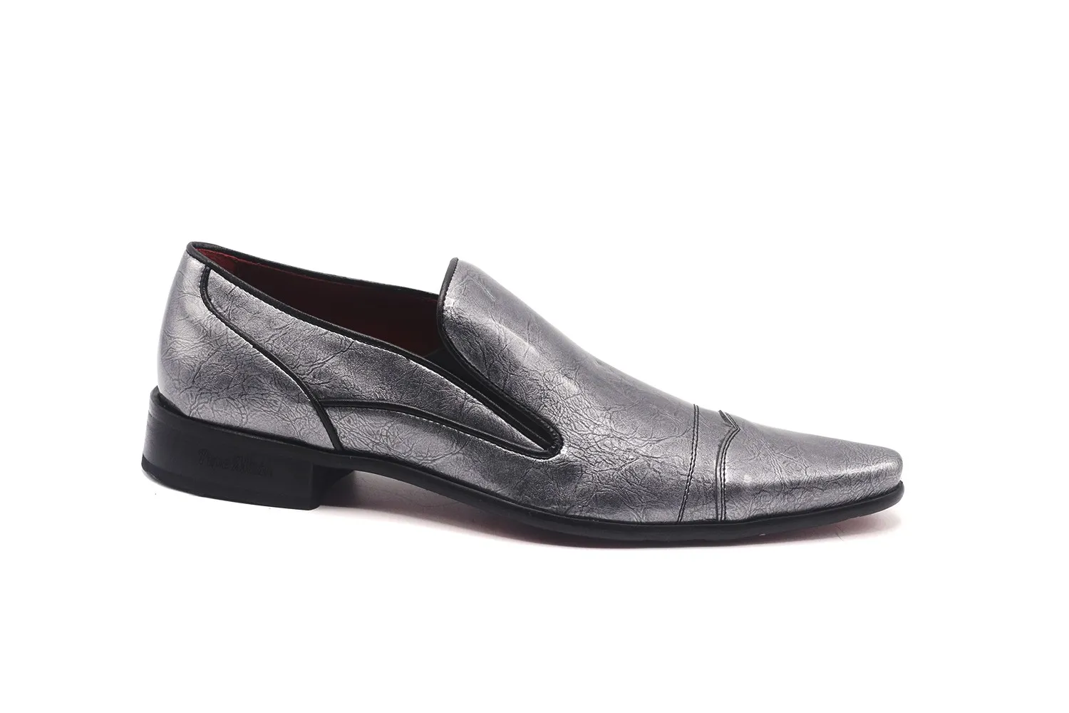 Zapato hombre charol plateado
