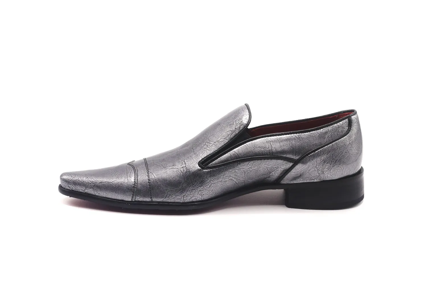 Zapato hombre charol plateado
