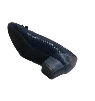 Zapato mujer tipo manoletina tacón medio con lazo plantilla extraíble Doctor Cutillas en azul marino