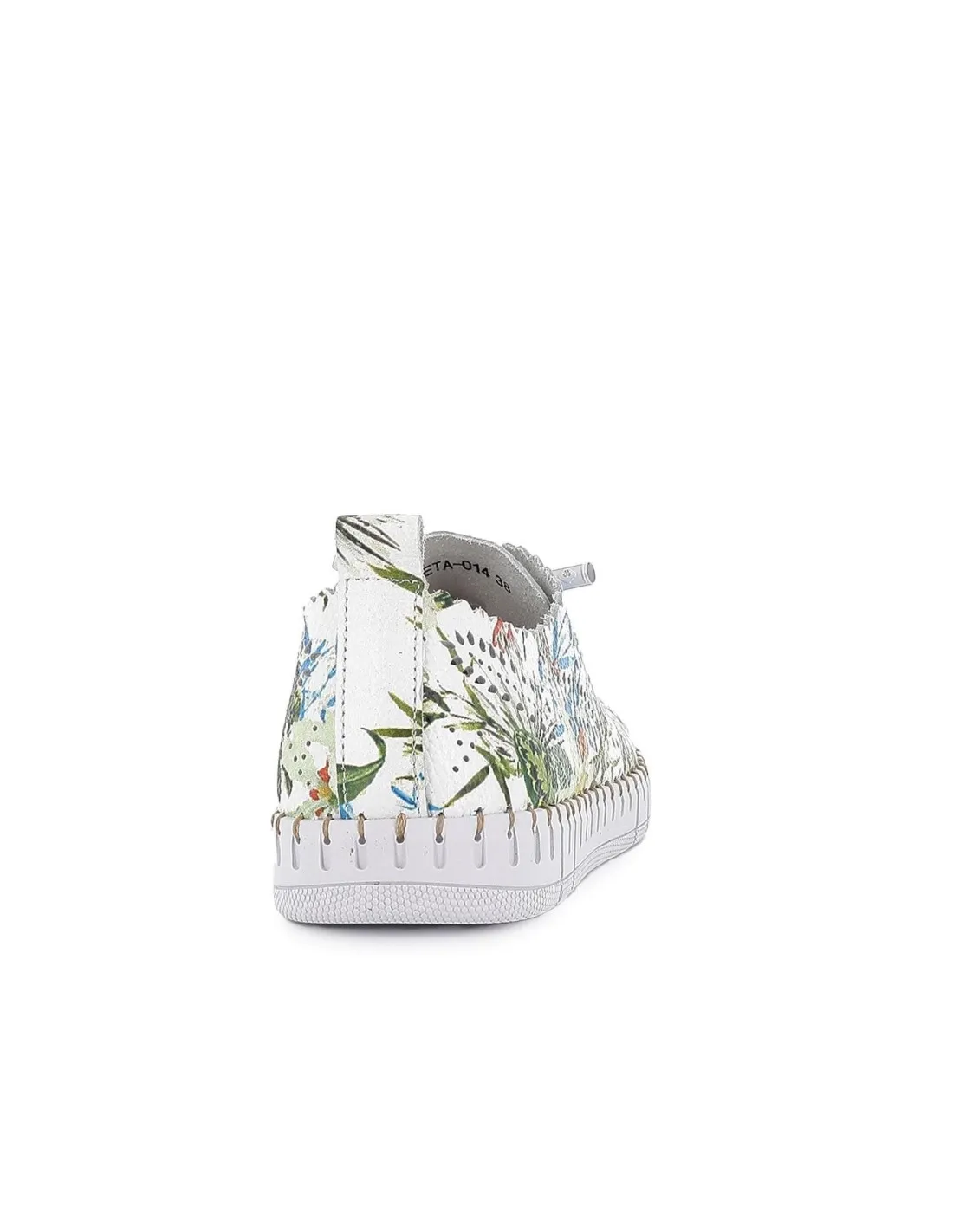 Zapato plano de piel calada con cordones y flores mujer blanco THE HAPPY MONK