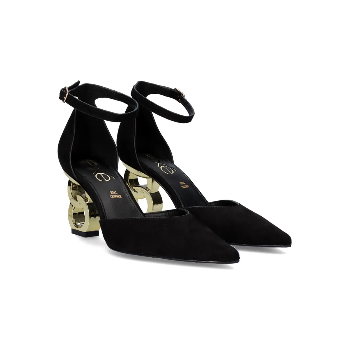 ZAPATO TACÓN CIRCULAR SARA210 EN NEGRO