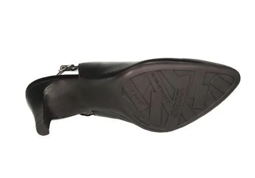 Zapato Talon Abierto Piel Negro Tacon Alto